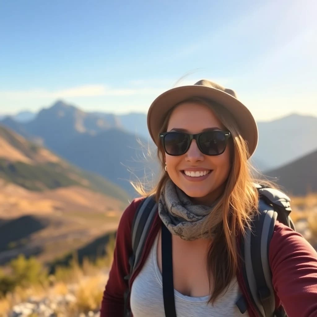 AI generated travel influencer portrait - SelfAI AI photo studio