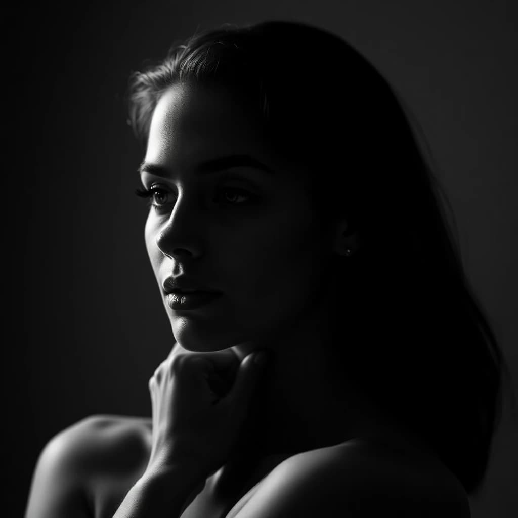 AI generated black and white fine art portrait - SelfAI photo studio